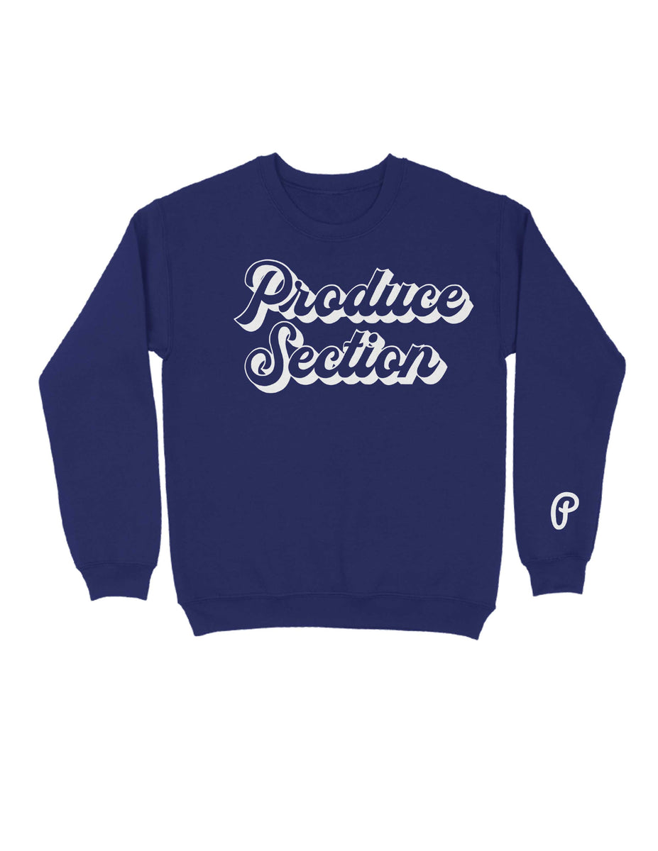 Men's Shadow Script Logo Crewneck - Navy/White – Produce Section