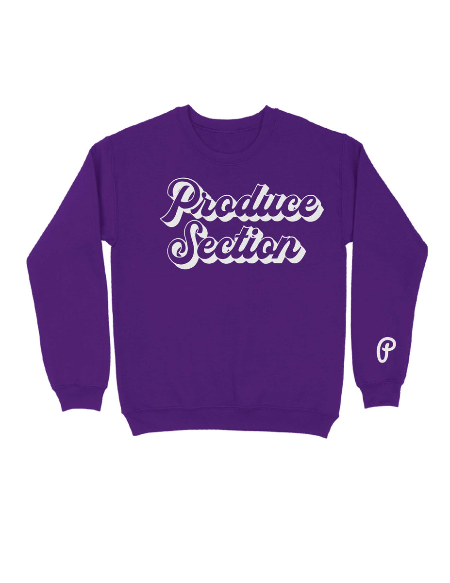 Men's Shadow Script Logo Crewneck - Purple/White